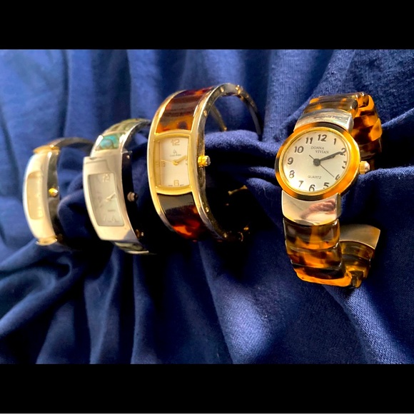4 Gorgeous Ladies Cuff Bracelet Watches . Tortoise Shell . Abalone Shell . - Picture 5 of 6